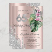 トロピカルフラワーズドリプスバラ金ゴールド65日 招待状 (正面/裏面)