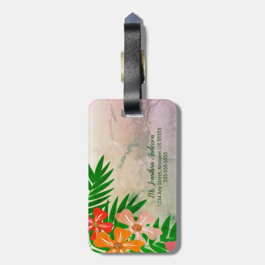 トロピカルフラワーズニューヨークMR夫ラゲッジタグ ラゲッジタグ (裏面縦)
