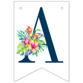 トロピカルフラワーズハッピーバースデーバナー バンティングフラッグ (第3の旗)