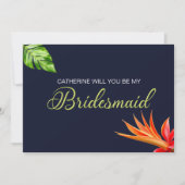 トロピカルフラワーズハート私の花嫁になってくれない? 招待状 (正面)