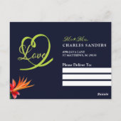 トロピカルフラワーズハート&タイポグラフィック写真ポストカー ポストカード (裏面)