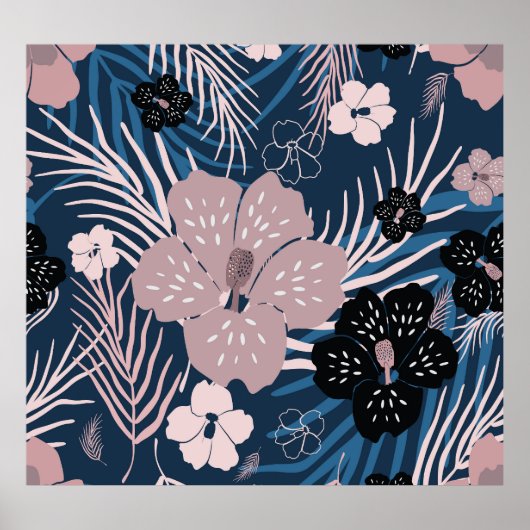トロピカルフラワーズパ葉ームテクスチャ ポスター (正面)