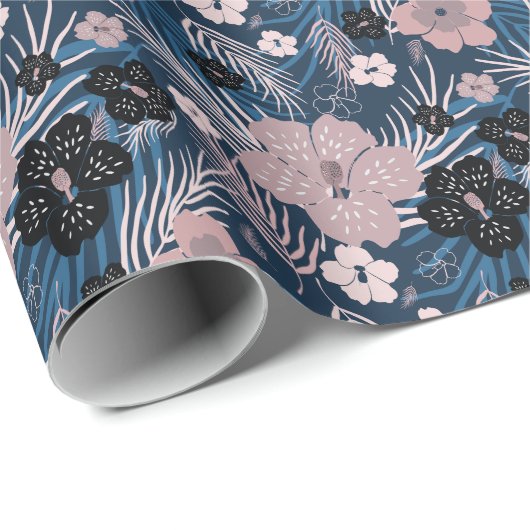 トロピカルフラワーズパ葉ームテクスチャ ラッピングペーパー (ロールコーナー)