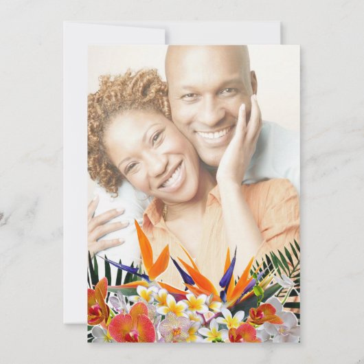 トロピカルフラワーズパ離れームスモダンシック結婚ズ 招待状 (裏面)