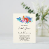 トロピカルフラワーズピンク&アクアブライダルシャワー インビテーションポストカード (スタンド正面)