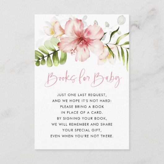 トロピカルフラワーズブックベビーカード、ブックリクエスト エンクロージャーカード (正面)