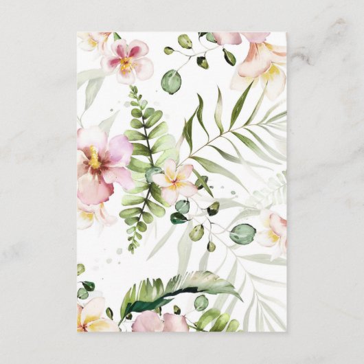 トロピカルフラワーズブックベビーカード、ブックリクエスト エンクロージャーカード (裏面)