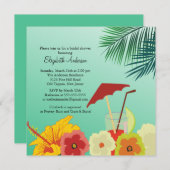 トロピカルフラワーズブライダルシャワー招待 招待状 (正面/裏面)