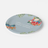 トロピカルフラワーズブルービーチブライダルシャワー ペーパープレート (アングル)