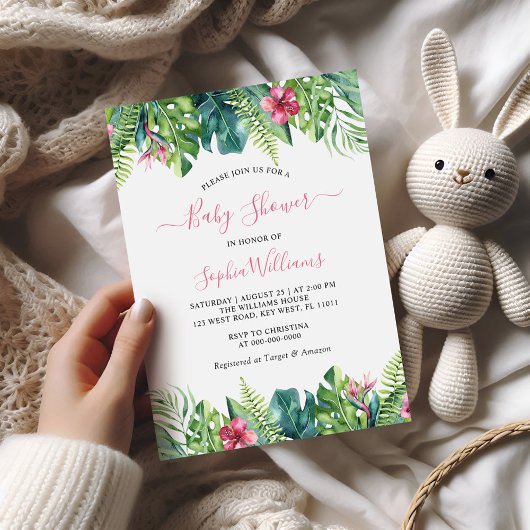 トロピカルフラワーズベビーシャワー招待状 招待状