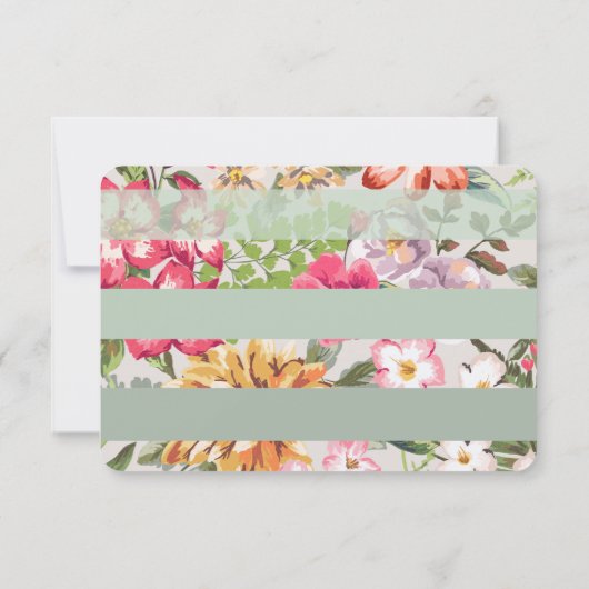 トロピカルフラワーズミントストライプーズRSVP 招待状 (裏面)