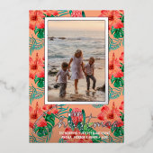 トロピカルフラワーズメリークリスマスフォト 箔シーズンカード (正面)