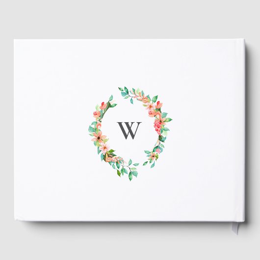 トロピカルフラワーズモノグラム結婚ズゲストブック ゲストブック (裏面)