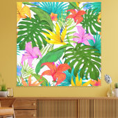 トロピカルフラワーズラップ帆布 キャンバスプリント (インサイチュ (リビング))