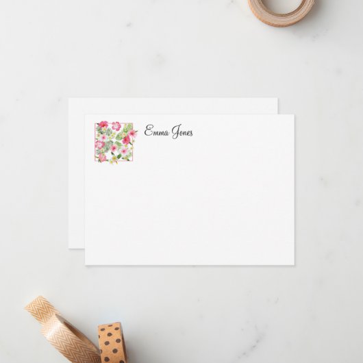 トロピカルフラワーズ名前をカスタムするノートカード ノートカード (正面/裏面インサイチュ)