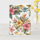 トロピカルフラワーズ誕生日ウィッシュカード カード (黄色い花)