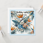 トロピカルフラワーズ誕生日ウィッシュカード カード (正面/裏面インサイチュ)