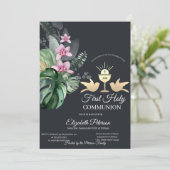 トロピカルフラワーチャリスファースト聖餐式 招待状 (スタンド正面)
