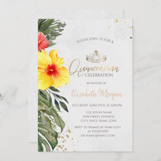 トロピカルフラワーハイビスカスサマーキンセアニラ 招待状 (正面/裏面)