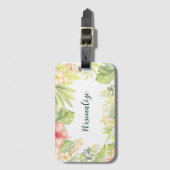 トロピカルフラワーパステルフローラデザインパーソナライズ ラゲッジタグ (正面縦)