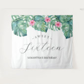 トロピカルフラワーパーム葉フォトブース背景 タペストリー (正面(横))