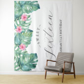 トロピカルフラワーパーム葉フォトブース背景 タペストリー (インサイチュ)