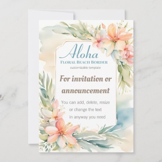 トロピカルフラワービーチ招待状テンプレート 招待状 (正面)