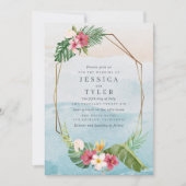 トロピカルフラワービーチ結婚式招待状 招待状 (正面)