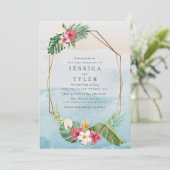 トロピカルフラワービーチ結婚式招待状 招待状 (スタンド正面)