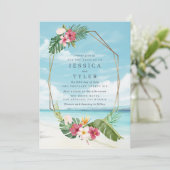 トロピカルフラワービーチ結婚式招待状 招待状 (スタンド正面)