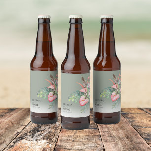 トロピカルフラワービーチ結婚式 ビールラベル
