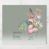 トロピカルフラワービーチ結婚式 ビールラベル (シングルラベル)