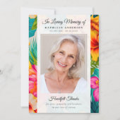 トロピカルフラワーフォトキープサク葬儀記念碑 サンキューカード (正面)