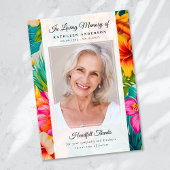 トロピカルフラワーフォトキープサク葬儀記念碑 サンキューカード