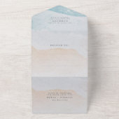 トロピカルフラワーフォトビーチ結婚式 オールインワン招待状 (外側)