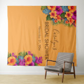 トロピカルフラワーブライダルシャワーフォトブース背景 タペストリー (インサイチュ(横))