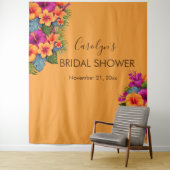 トロピカルフラワーブライダルシャワーフォトブース背景 タペストリー (インサイチュ)