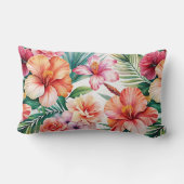 トロピカルフラワーブリスレッドピンクオレンジ装飾用クッション ランバークッション (裏面)