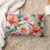 トロピカルフラワーブリスレッドピンクオレンジ装飾用クッション ランバークッション (ブランケット)