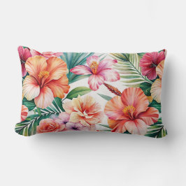 トロピカルフラワーブリスレッドピンクオレンジ装飾用クッション ランバークッション