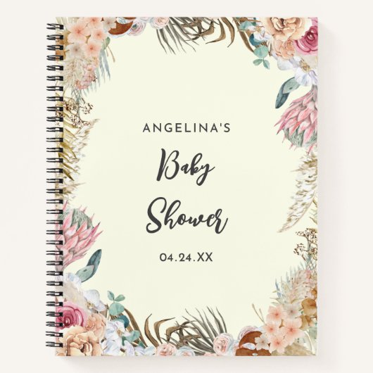 トロピカルフラワーベビーシャワーギフトリストノートブック ノートブック (正面)