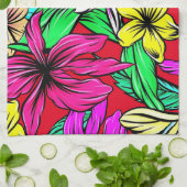 トロピカルフラワーミックスサンダー_コーブ キッチンタオル (折り畳み)