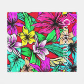 トロピカルフラワーミックスサンダー_コーブ フリースブランケット (正面(横))