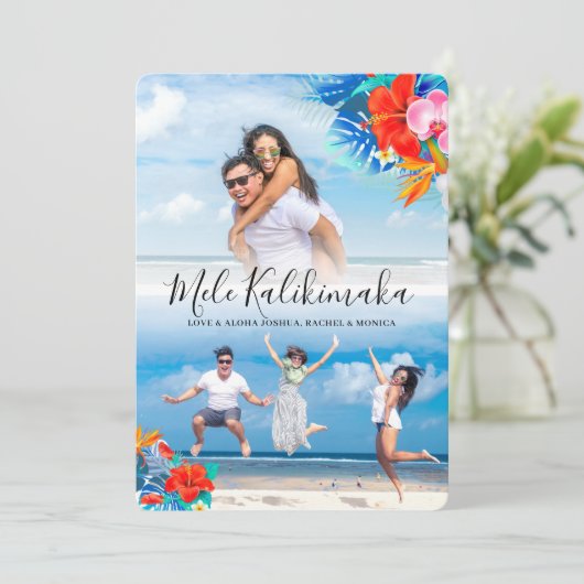 トロピカルフラワーメルカリキマカクリスマス2写真 シーズンカード (スタンド正面)