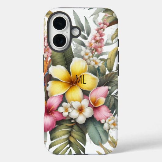 トロピカルフラワーモノグラムアイランドデザイン Case-Mate iPhoneケース (裏面)
