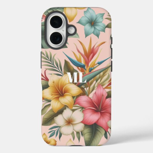 トロピカルフラワーモノグラムデザイン Case-Mate iPhoneケース (裏面)