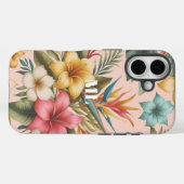 トロピカルフラワーモノグラムデザイン Case-Mate iPhoneケース (裏面 (横))