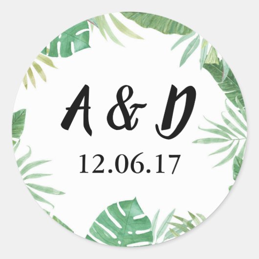 トロピカルフラワー素朴ステッカーの離れラベル ラウンドシール (正面)