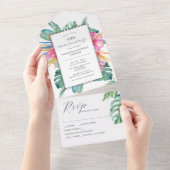 トロピカルフラワー結婚50周年 オールインワン招待状 (貼ってはがせる)