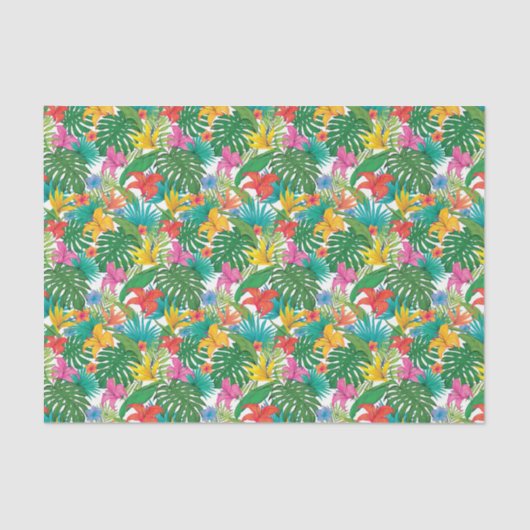 トロピカルフラワー葉ズカラーフルデクページ 薄葉紙 (正面)